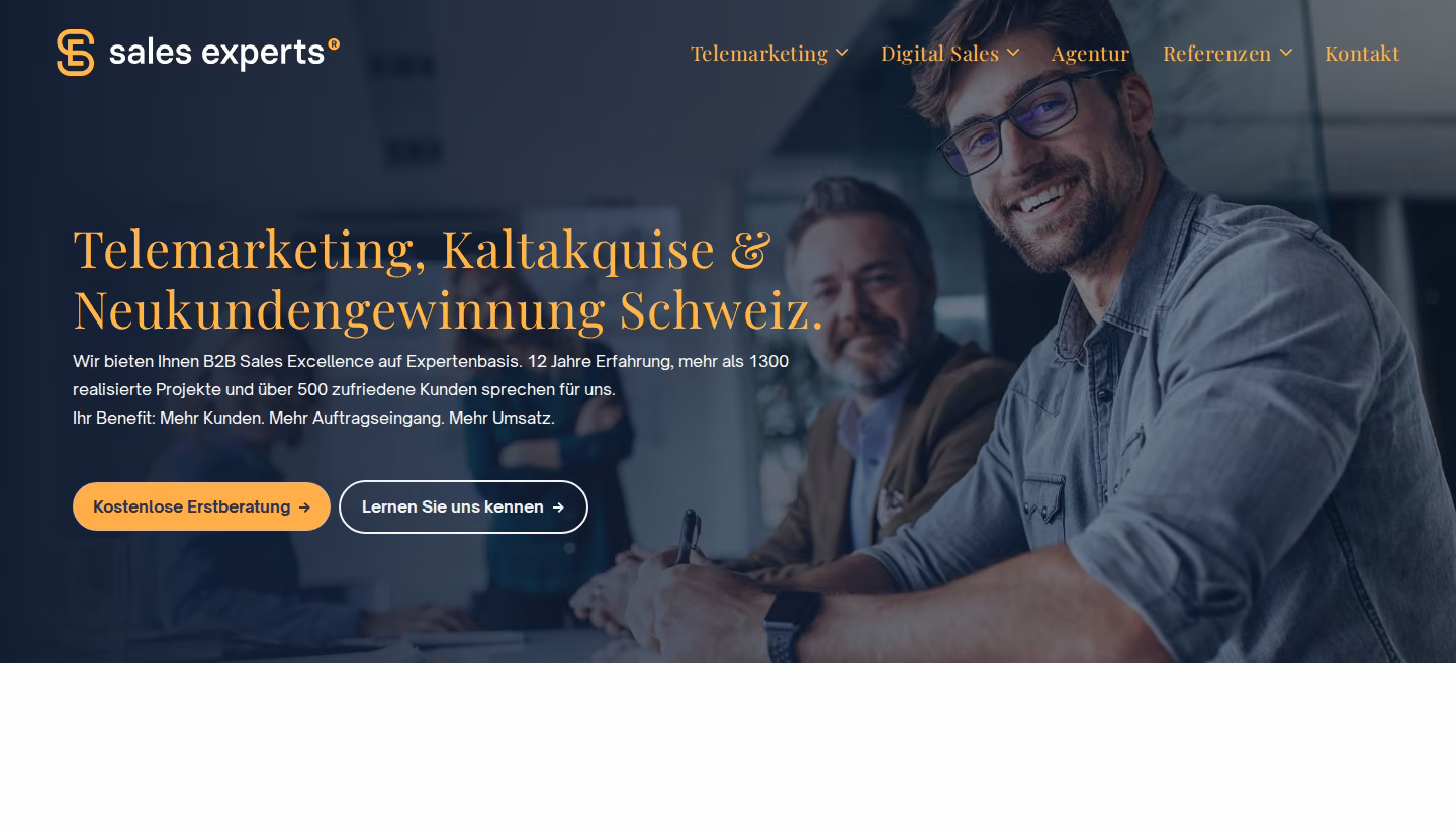 Sales Experts homepage screenshot