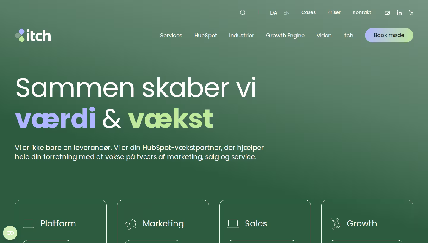 Itch Marketing homepage screenshot