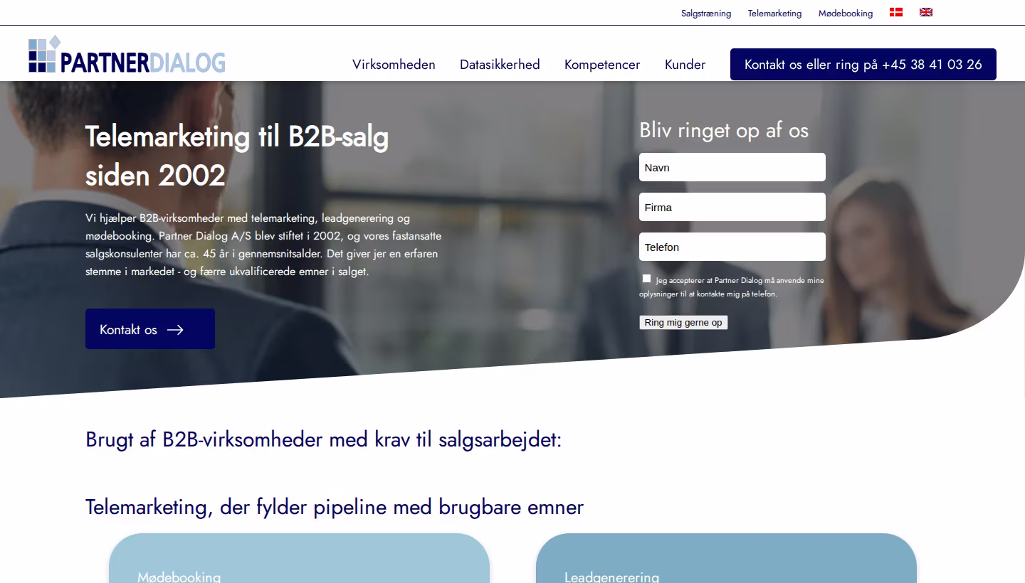 Partner Dialog homepage screenshot