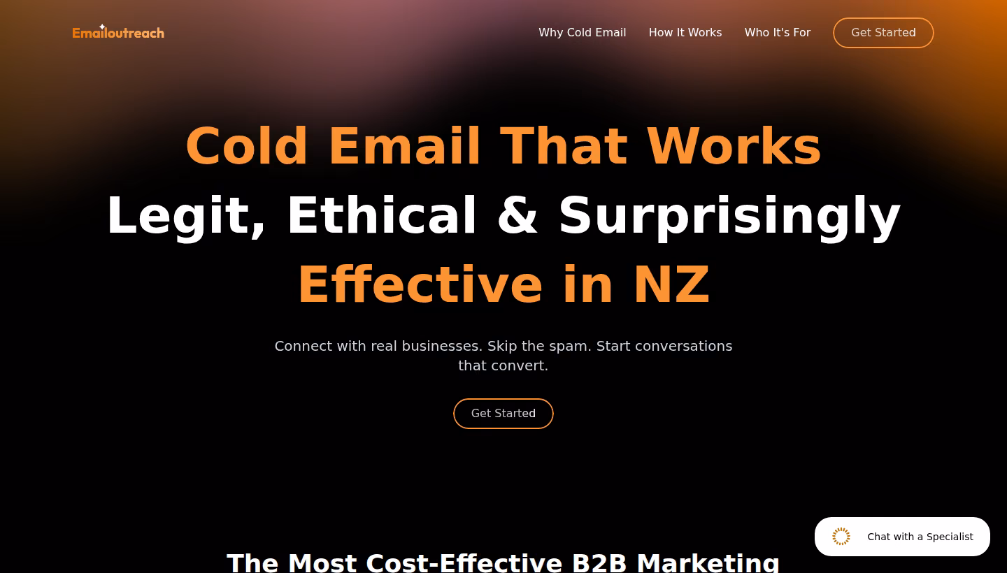 Email Outreach NZ homepage screenshot