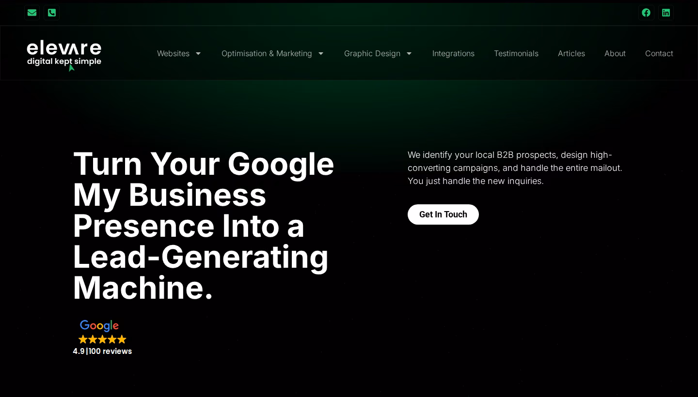Elevare homepage screenshot