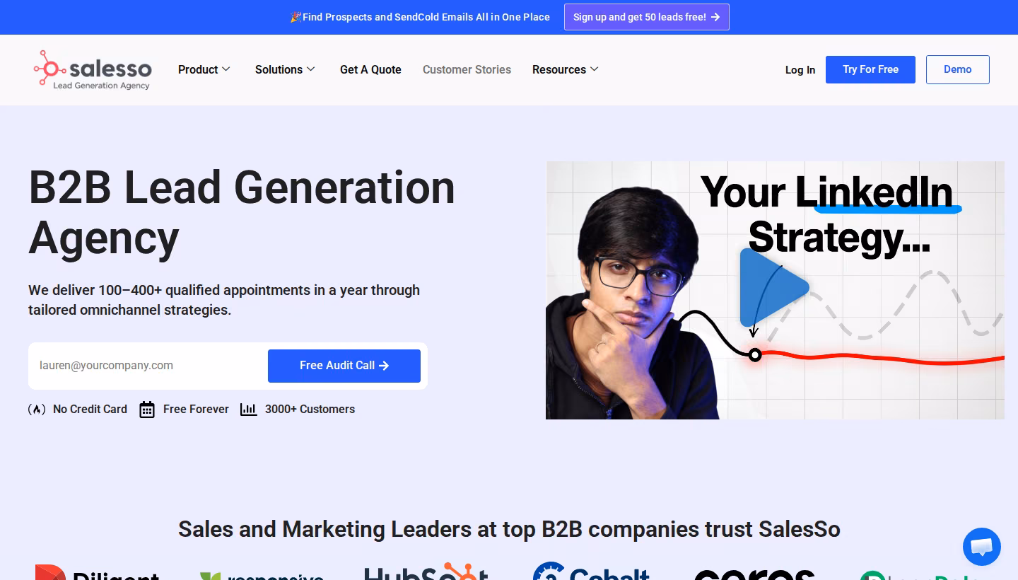 Salesso homepage screenshot