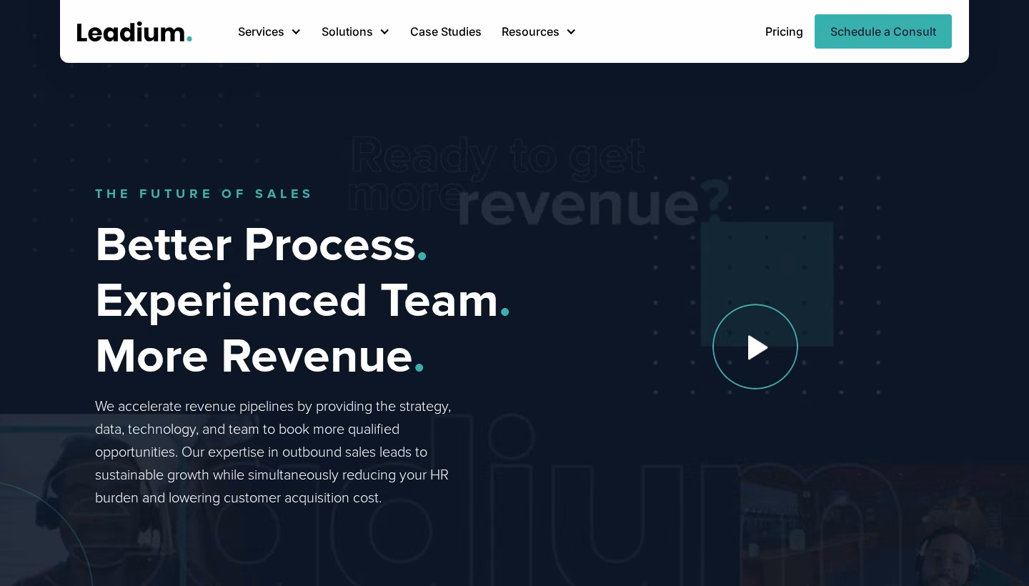 Leadium homepage screenshot