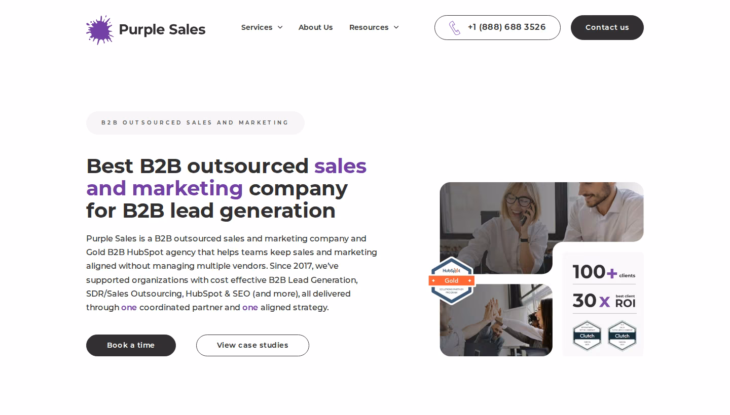 Purple Sales homepage screenshot