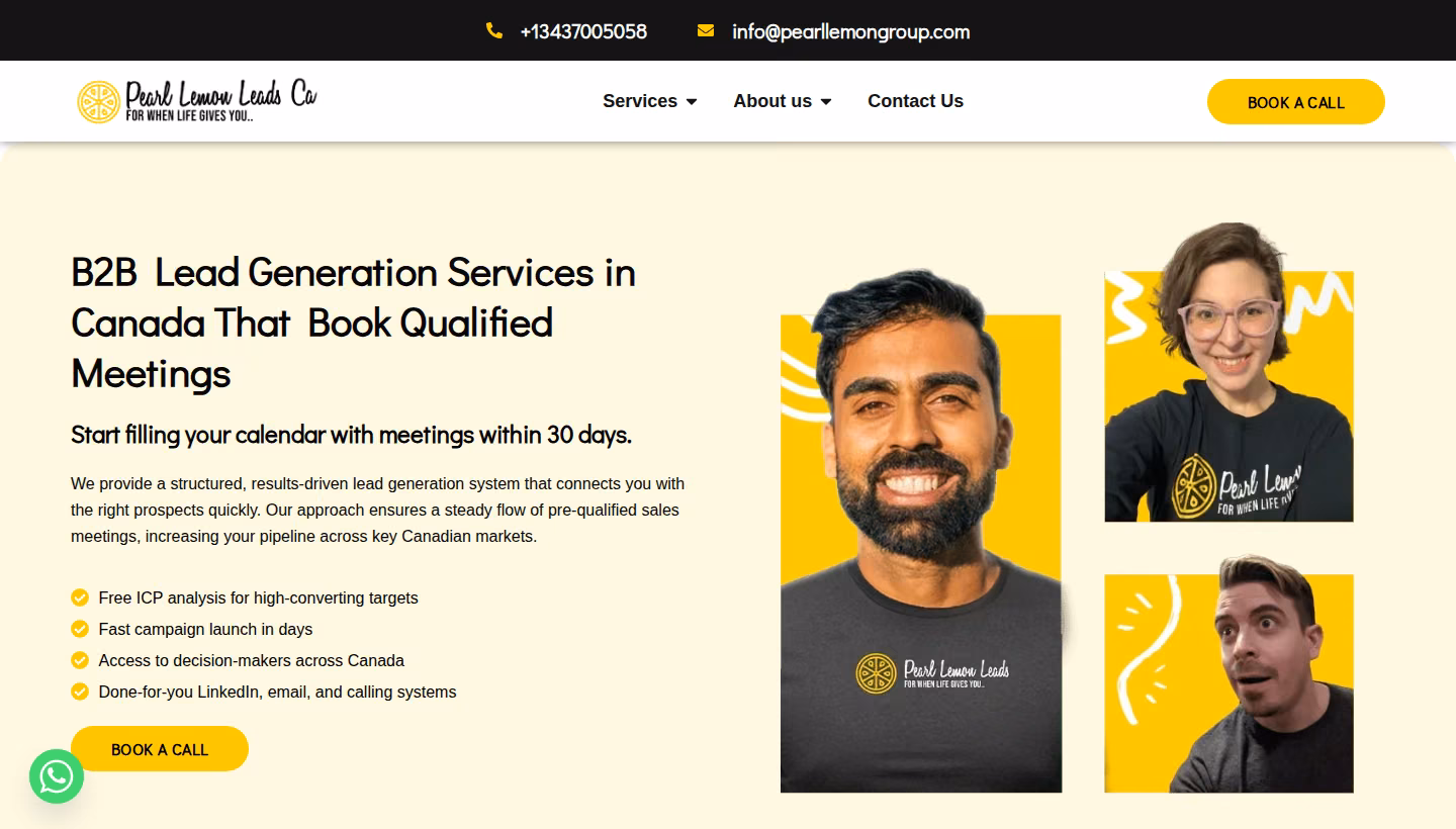 Pearl Lemon Leads homepage screenshot