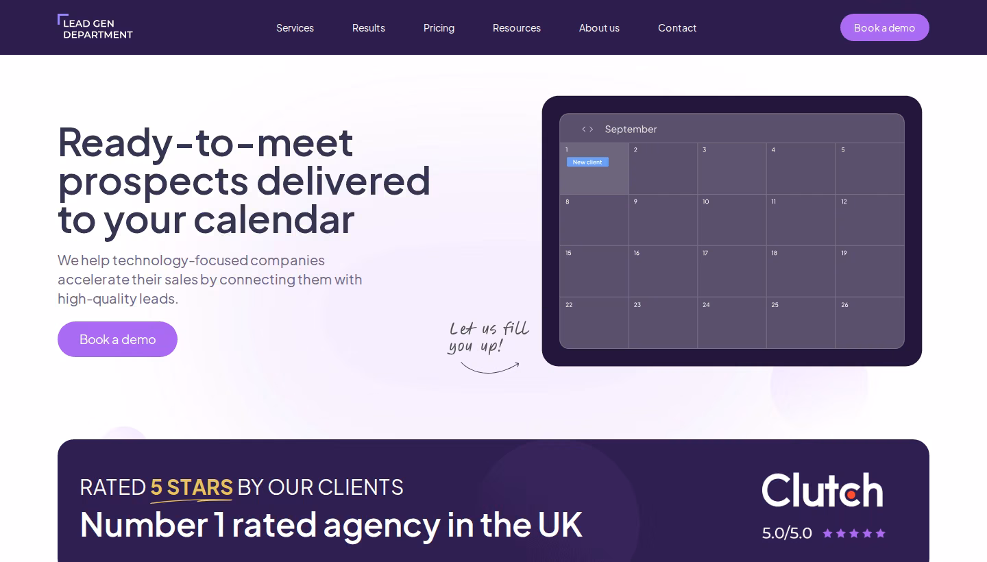 Lead Gen Dept. homepage screenshot