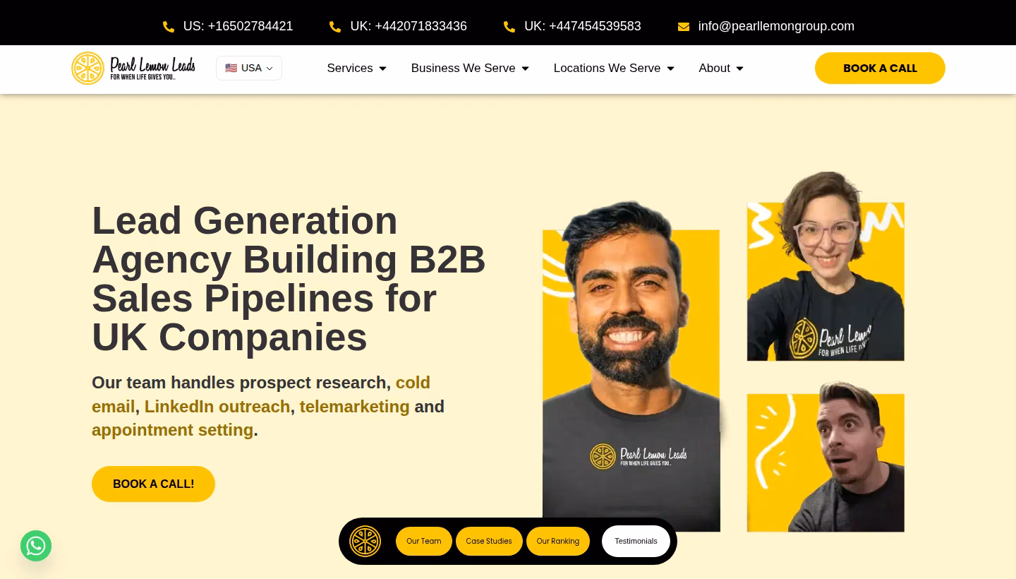 Pearl Lemon Leads homepage screenshot