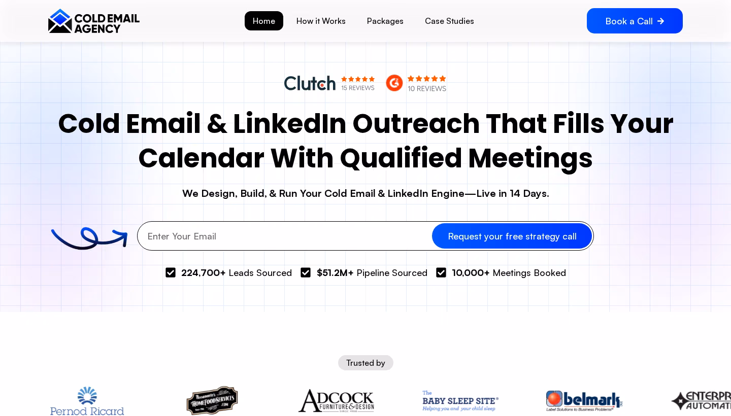 The Cold Email Agency homepage screenshot