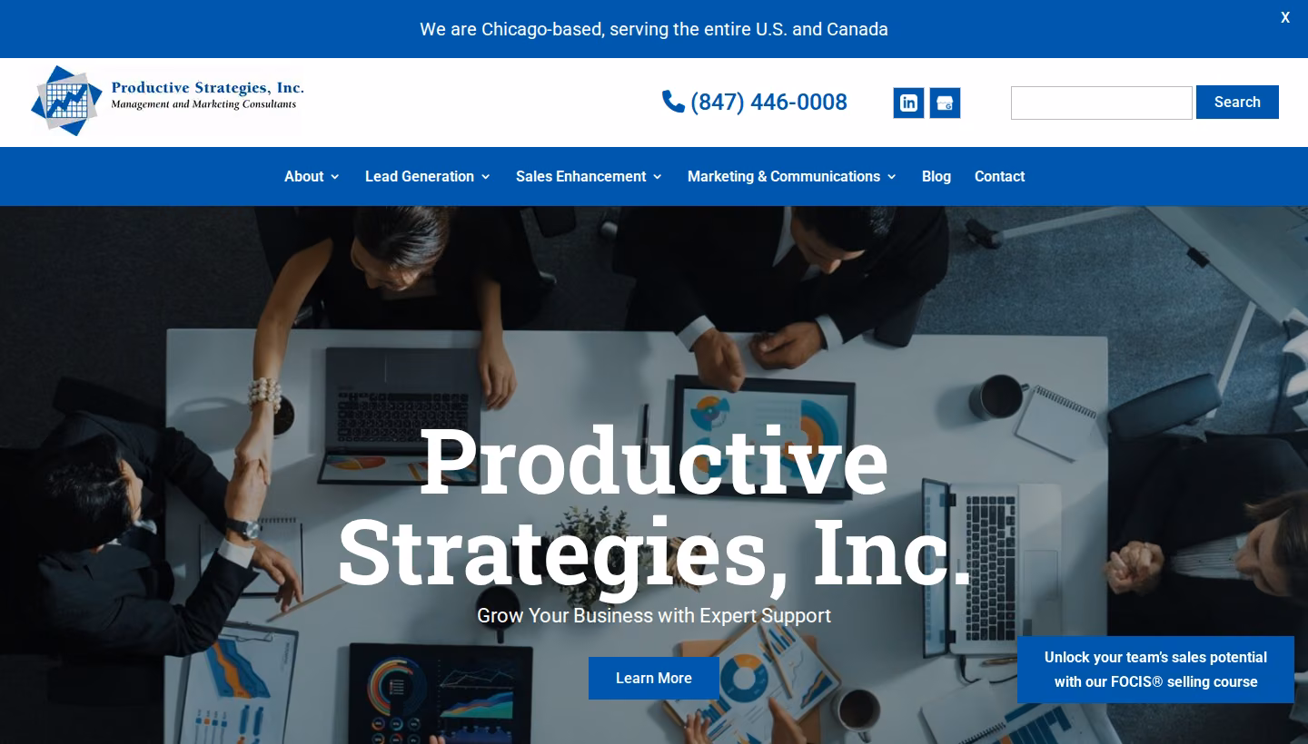 Productive Strategies homepage screenshot