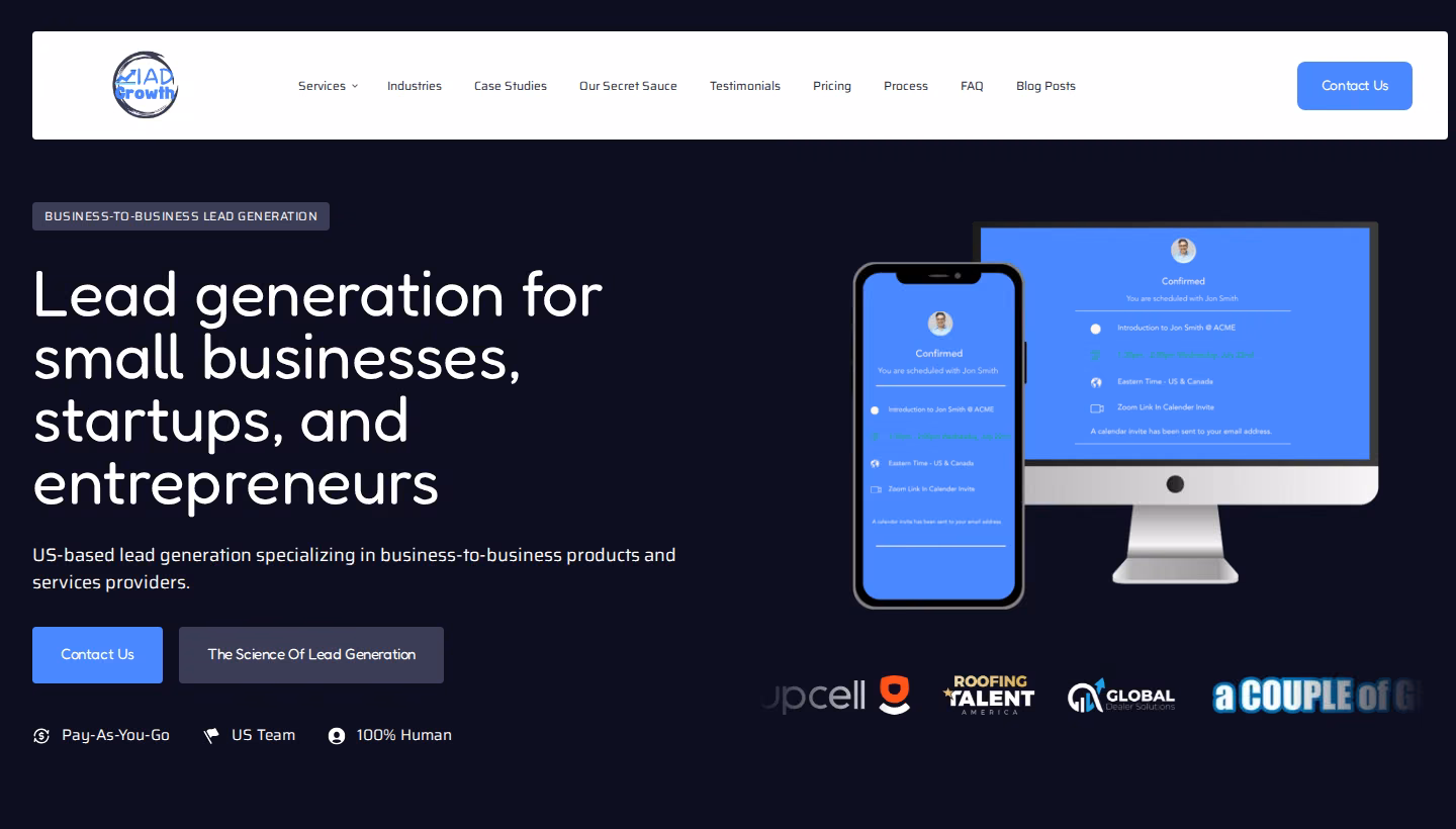 IAD Growth homepage screenshot