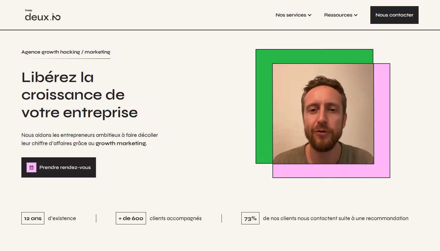 deux.io homepage screenshot