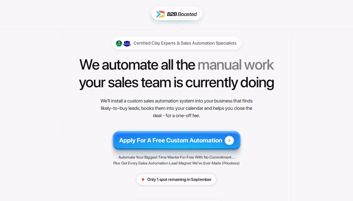 B2B Boosted homepage screenshot
