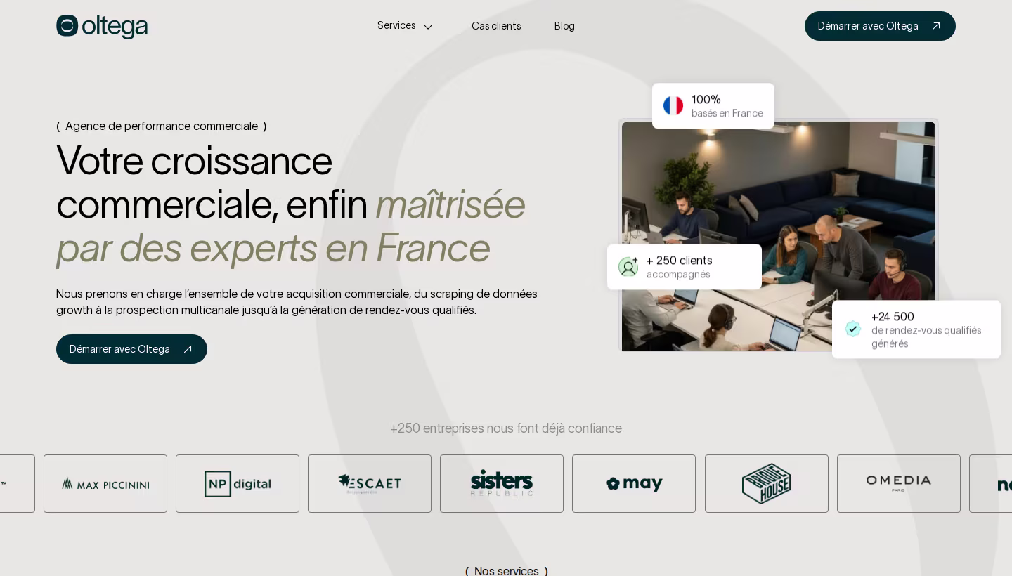 Oltega homepage screenshot