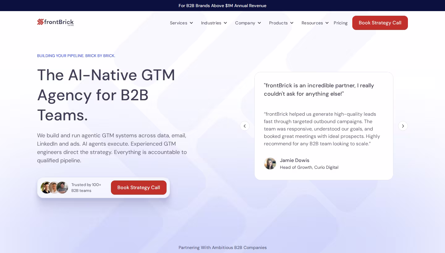frontBrick homepage screenshot