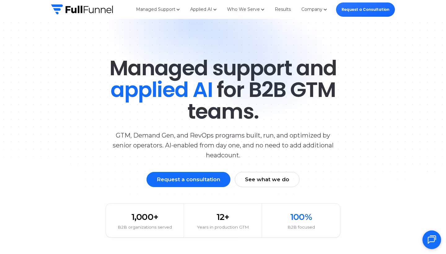 FullFunnel homepage screenshot
