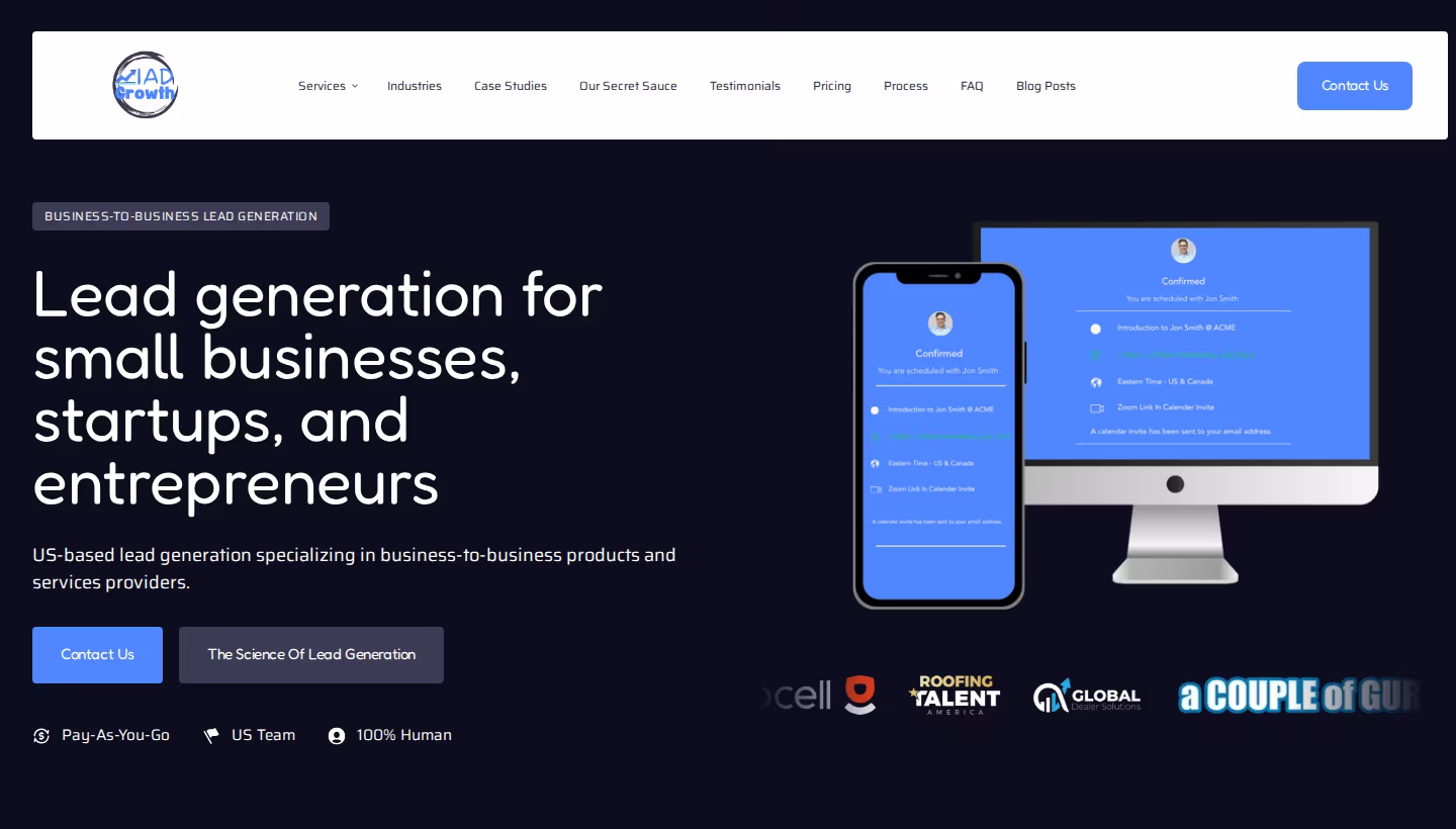 IAD Growth homepage screenshot