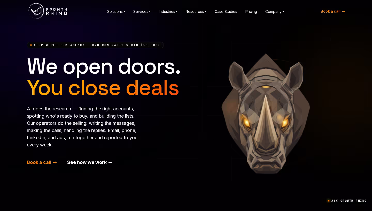 Growth Rhino homepage screenshot