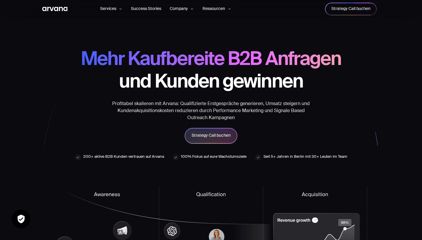 Arvana homepage screenshot