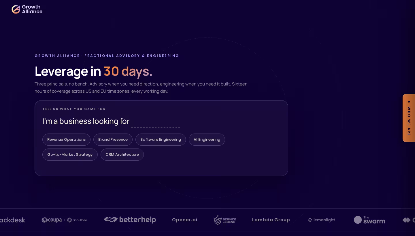 Growth Alliance homepage screenshot