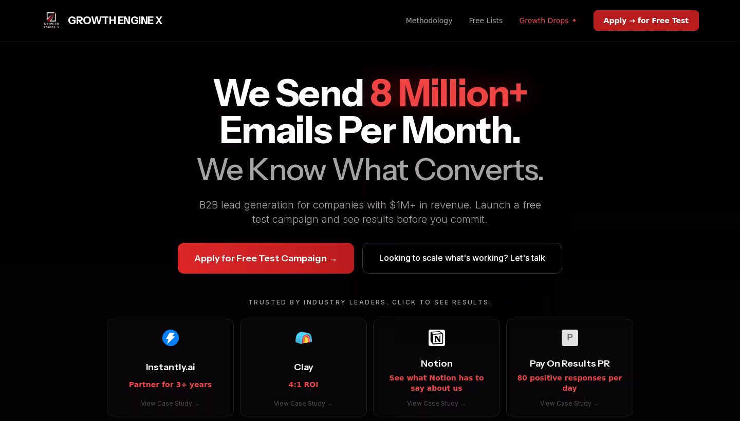 Growth Engine X homepage screenshot