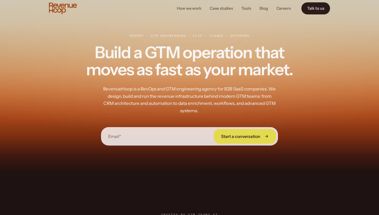 RevenueHoop homepage screenshot