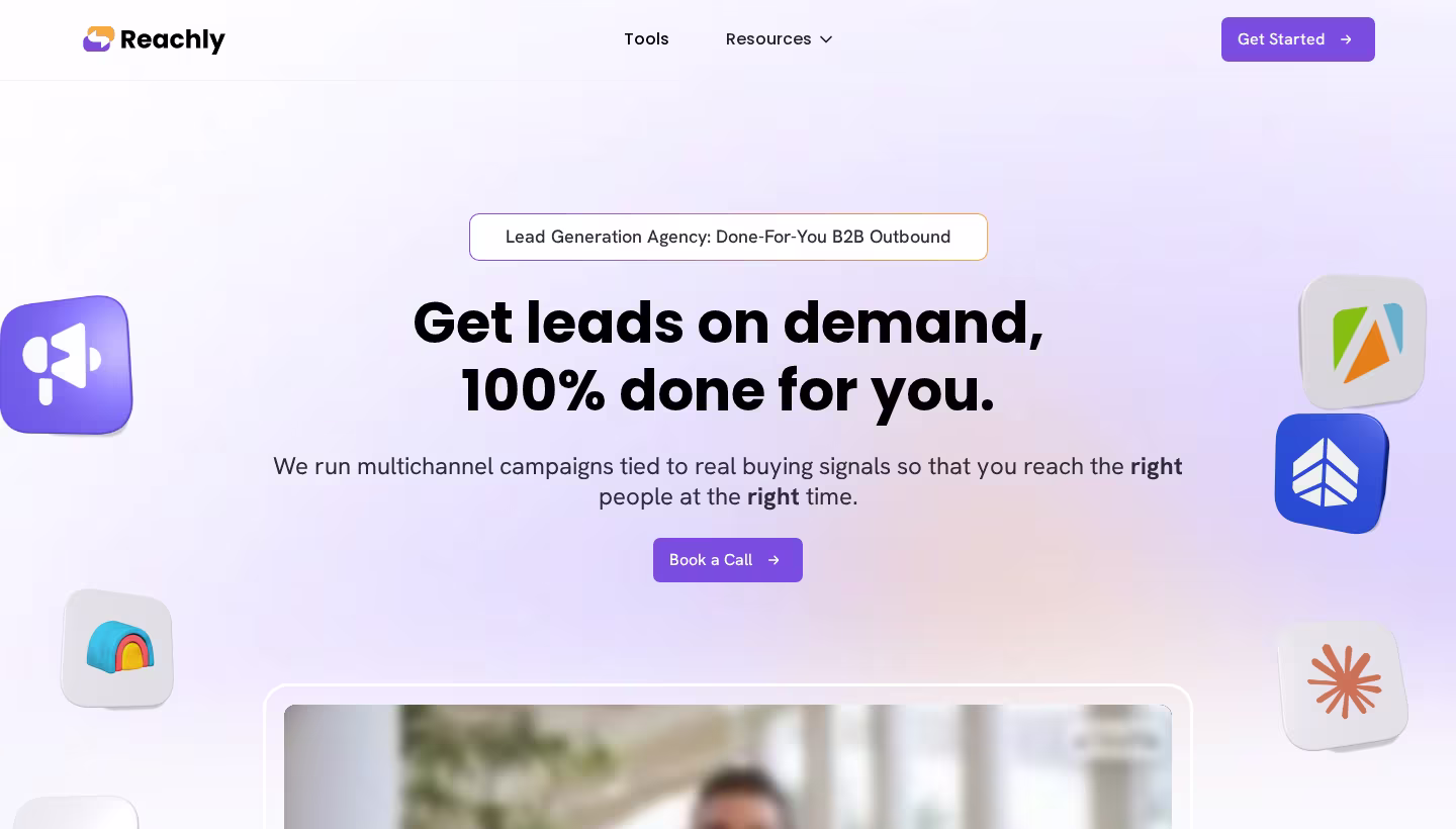 Reachly homepage screenshot
