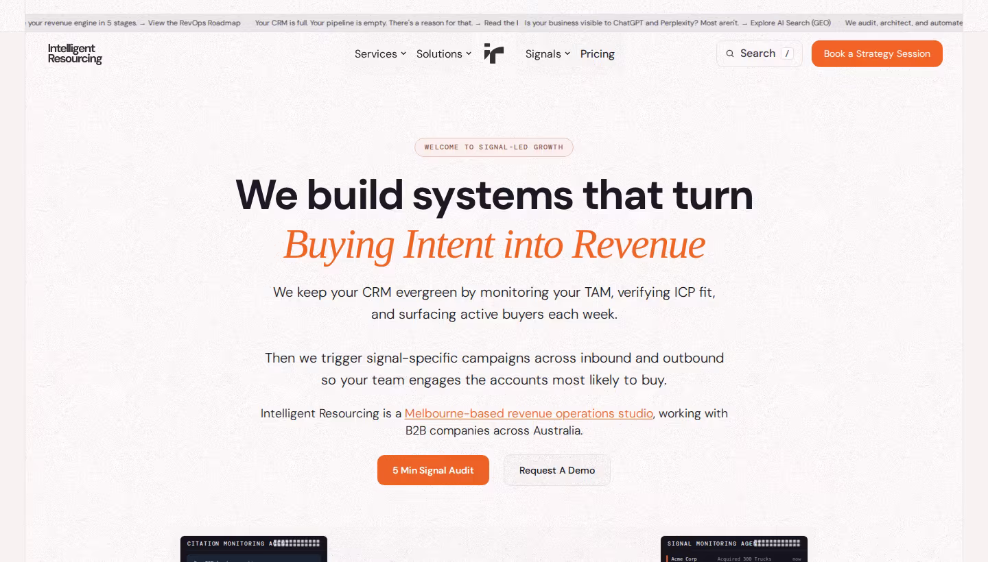 Intelligent Resourcing homepage screenshot