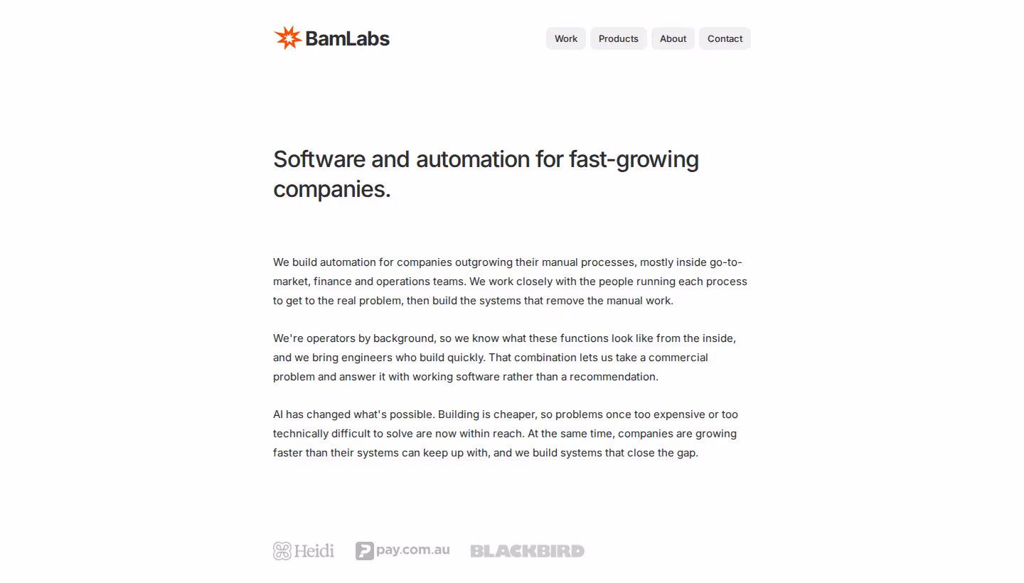 BamLabs homepage screenshot