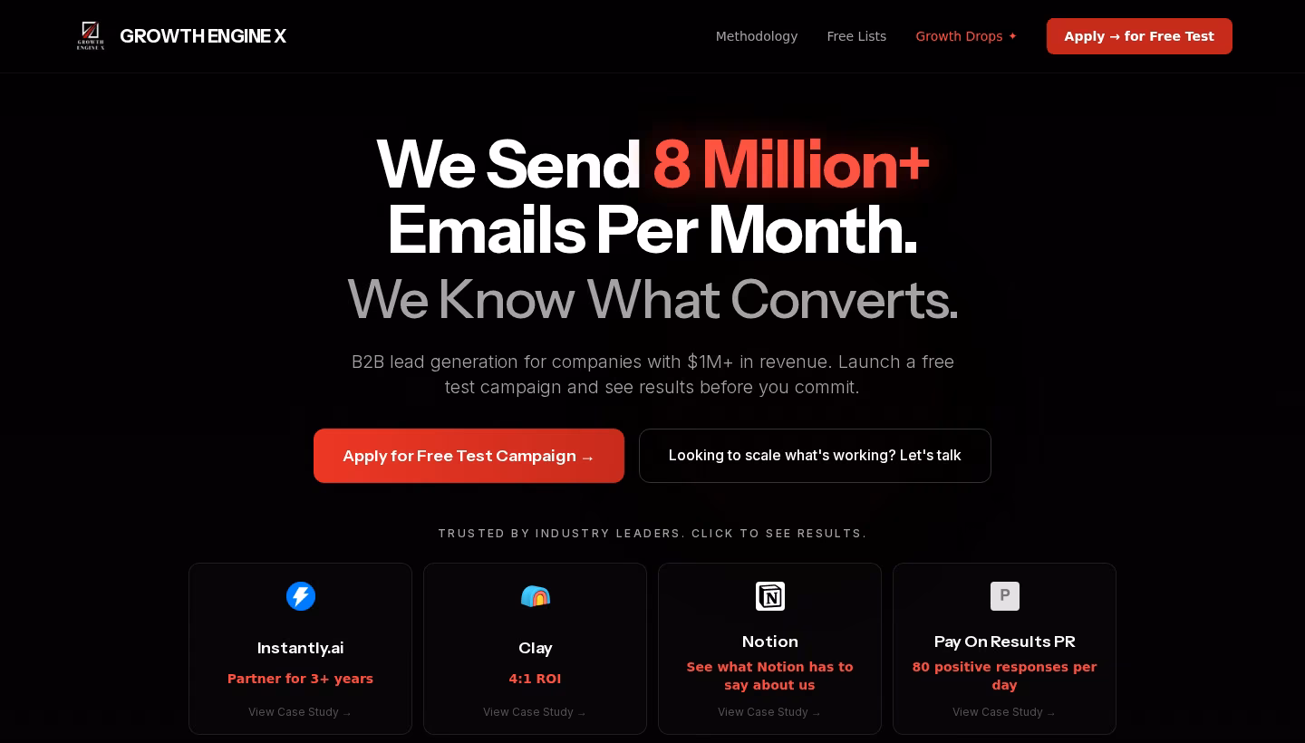 Growth Engine X homepage screenshot
