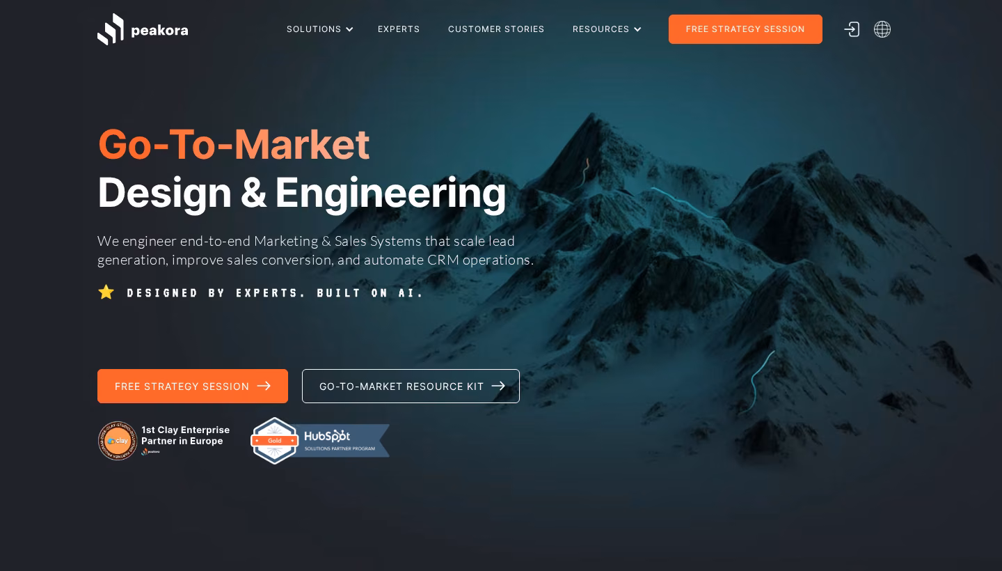 Peakora homepage screenshot