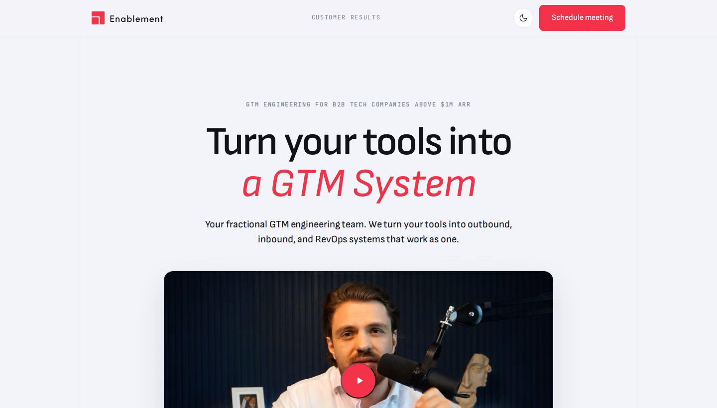 Enablement homepage screenshot