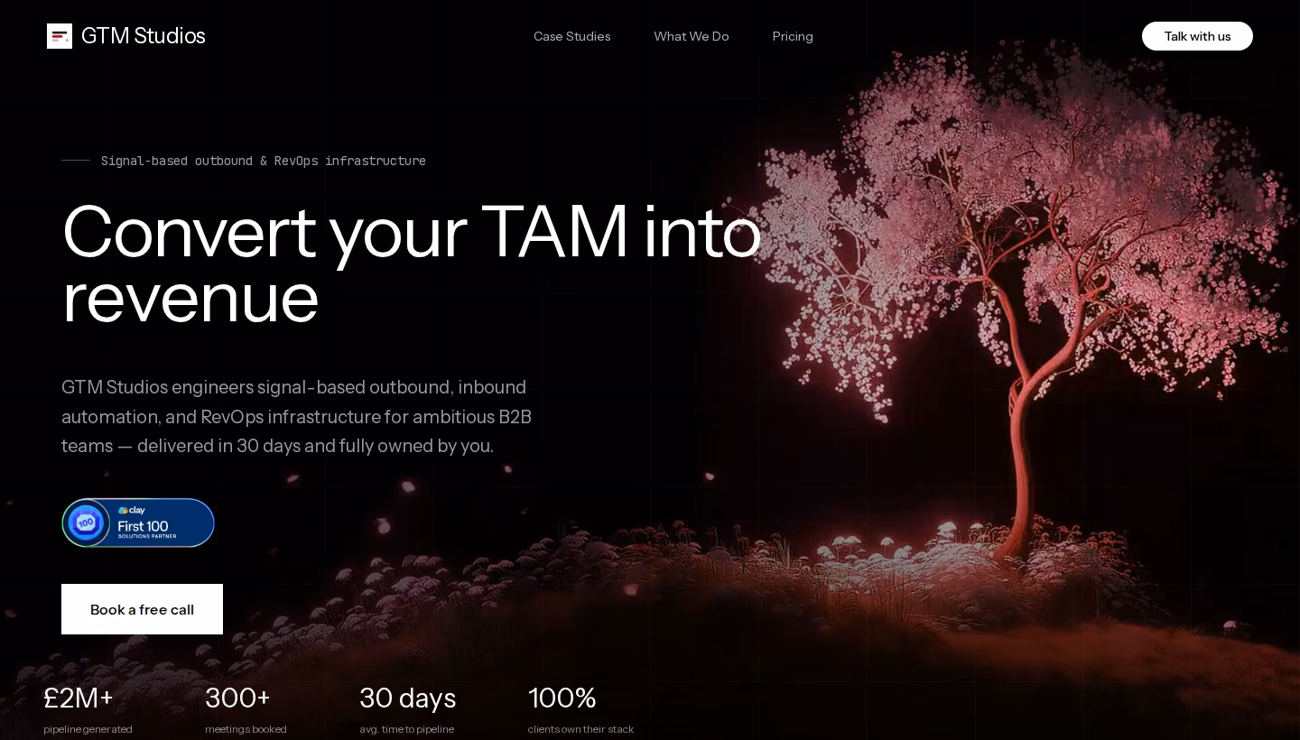 GTM Studios homepage screenshot