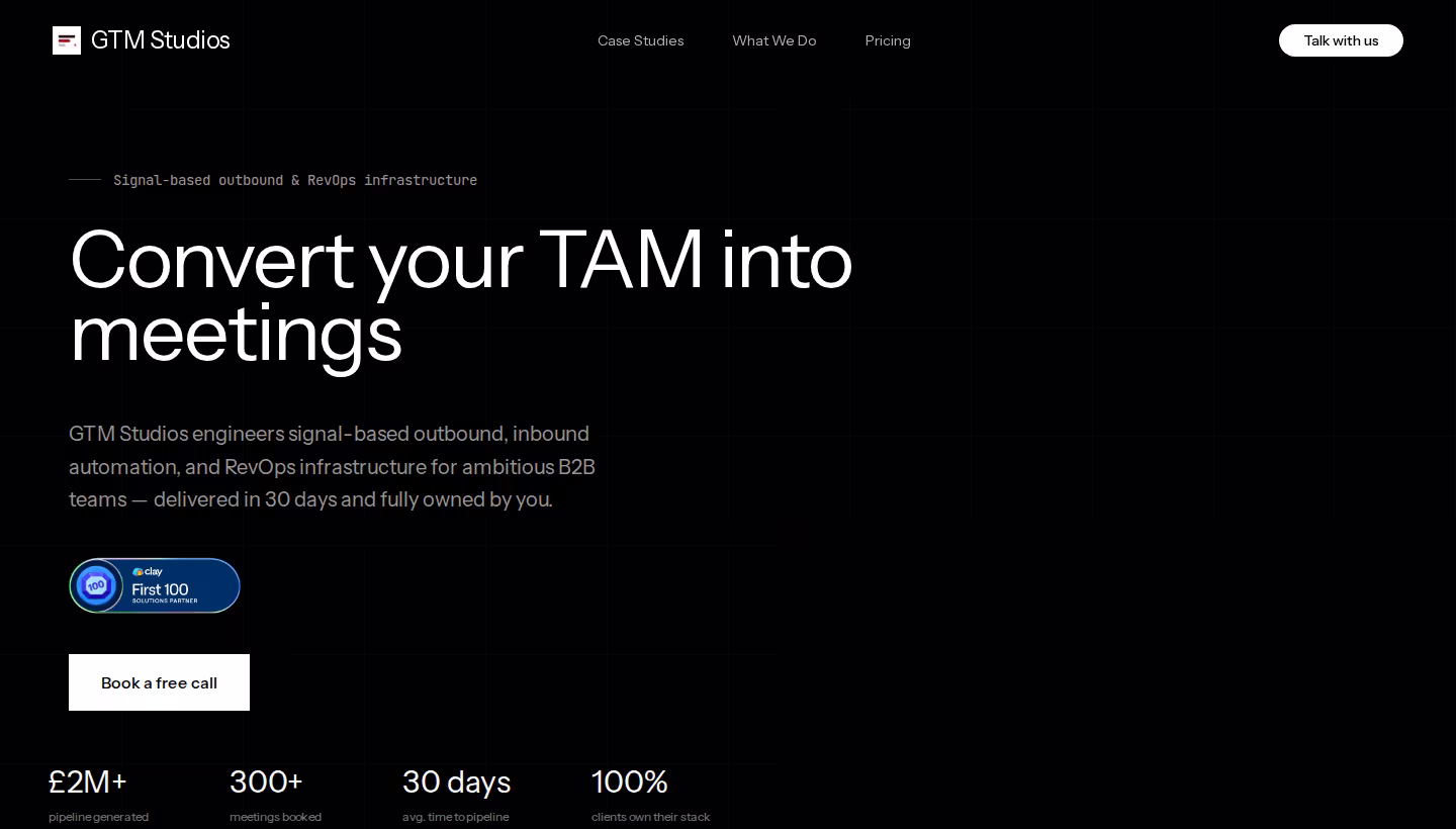 GTM Studios homepage screenshot