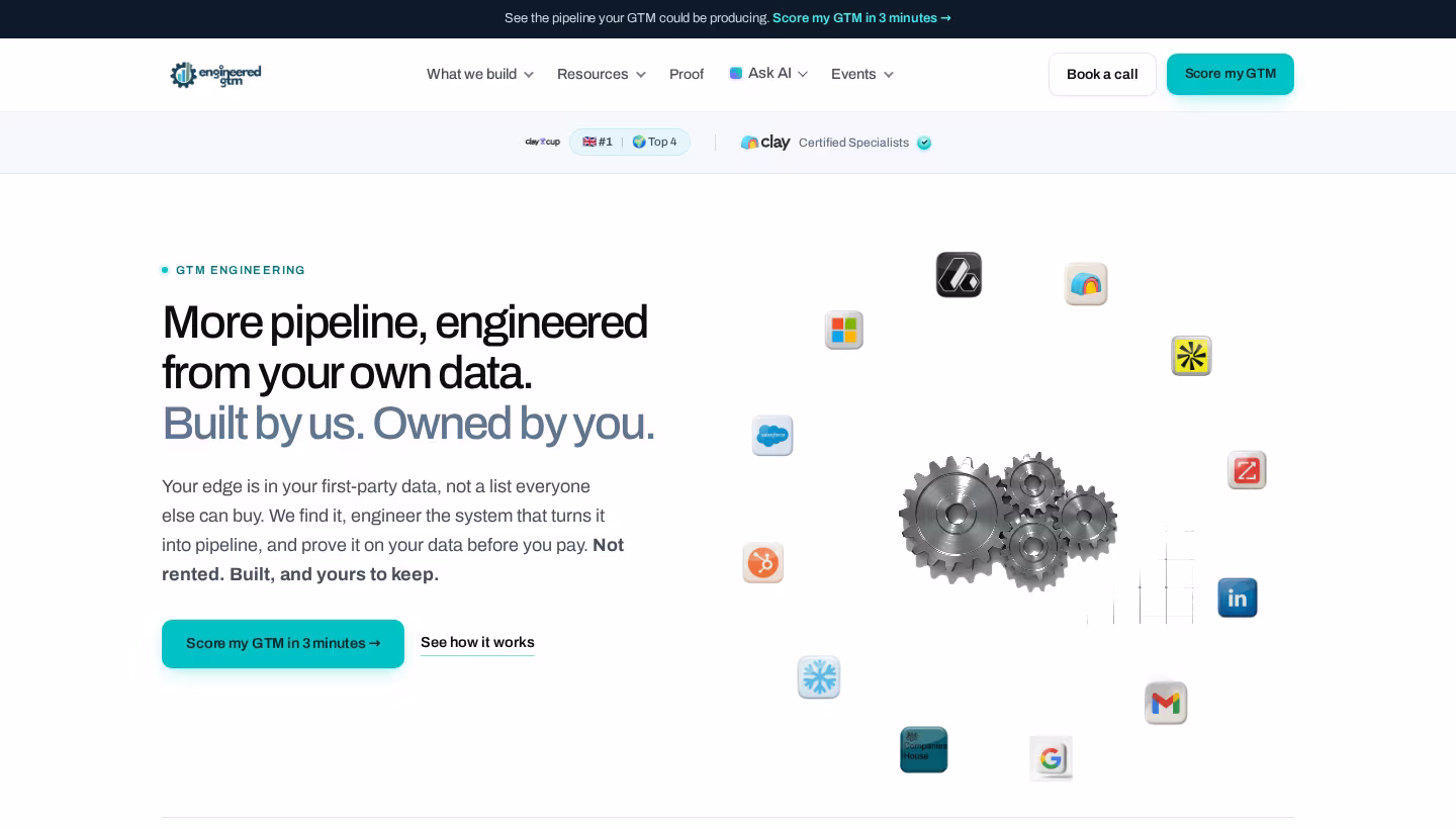 Engineered GTM homepage screenshot