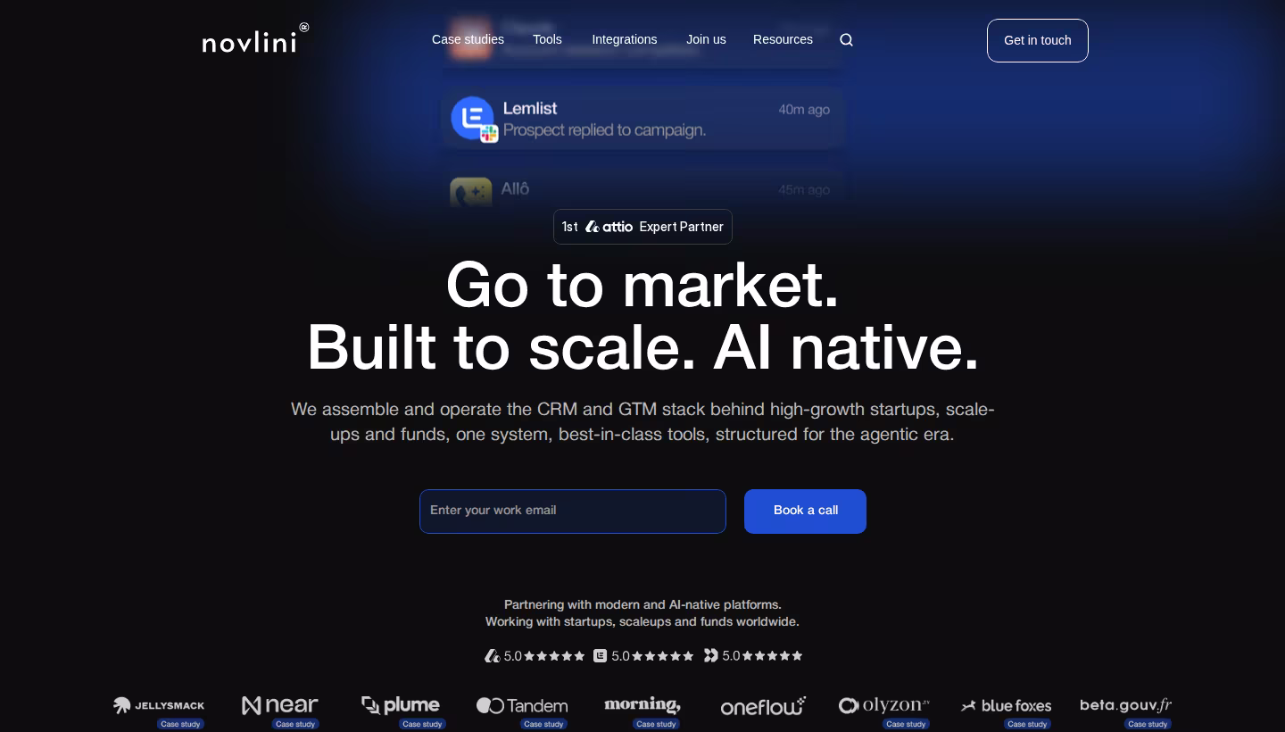 Novlini homepage screenshot