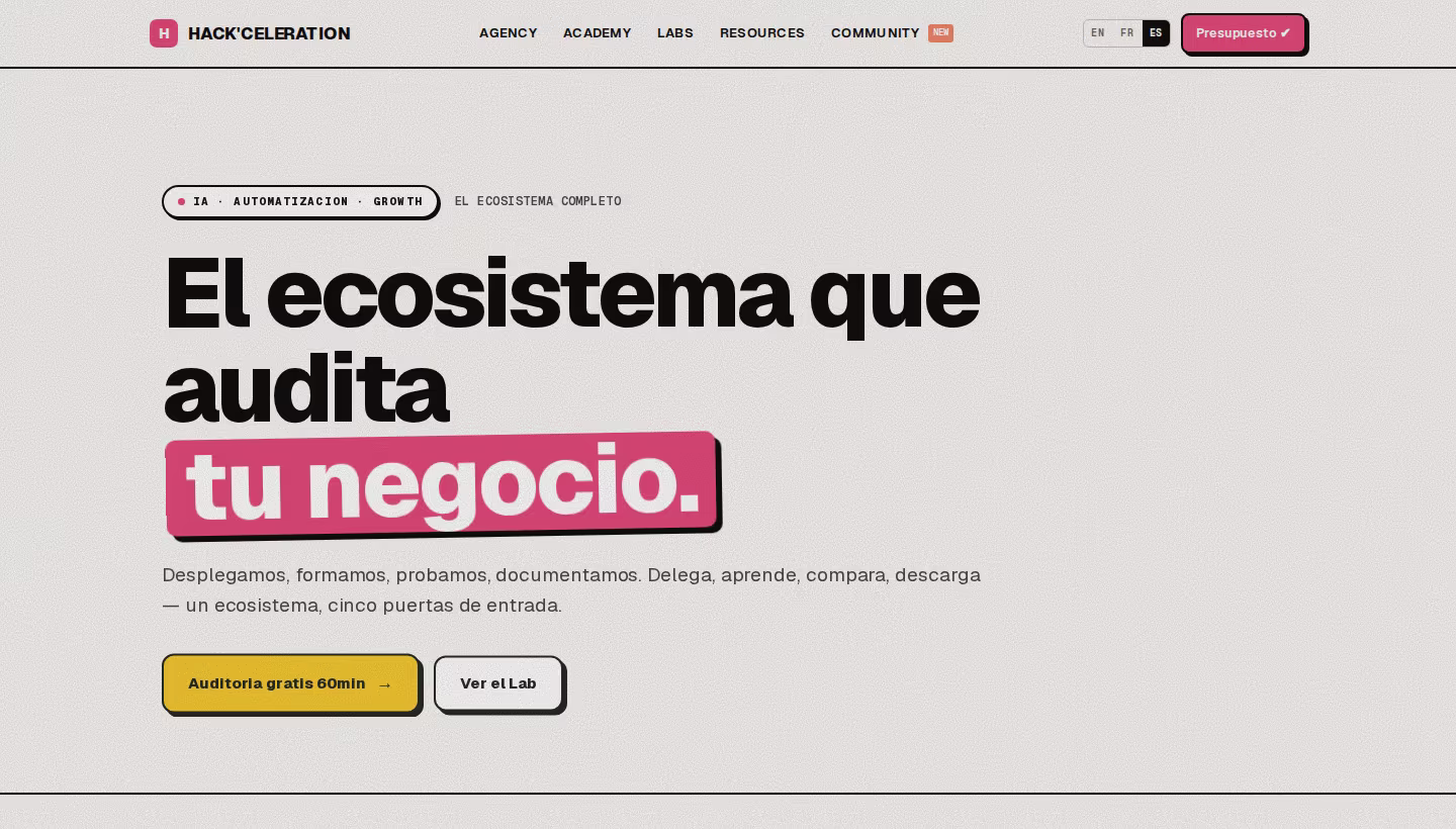 Hack'celeration homepage screenshot