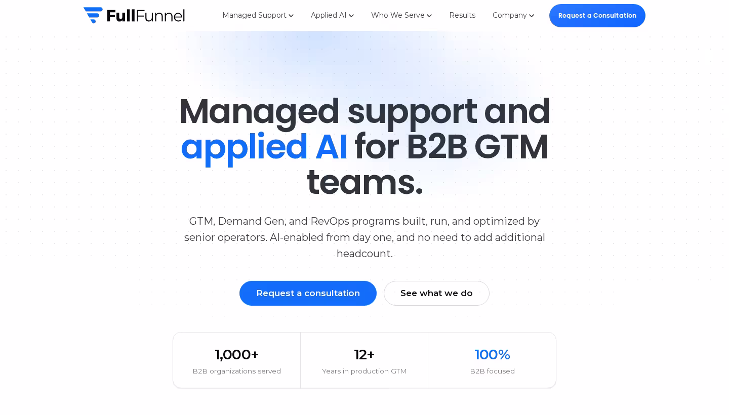 FullFunnel homepage screenshot