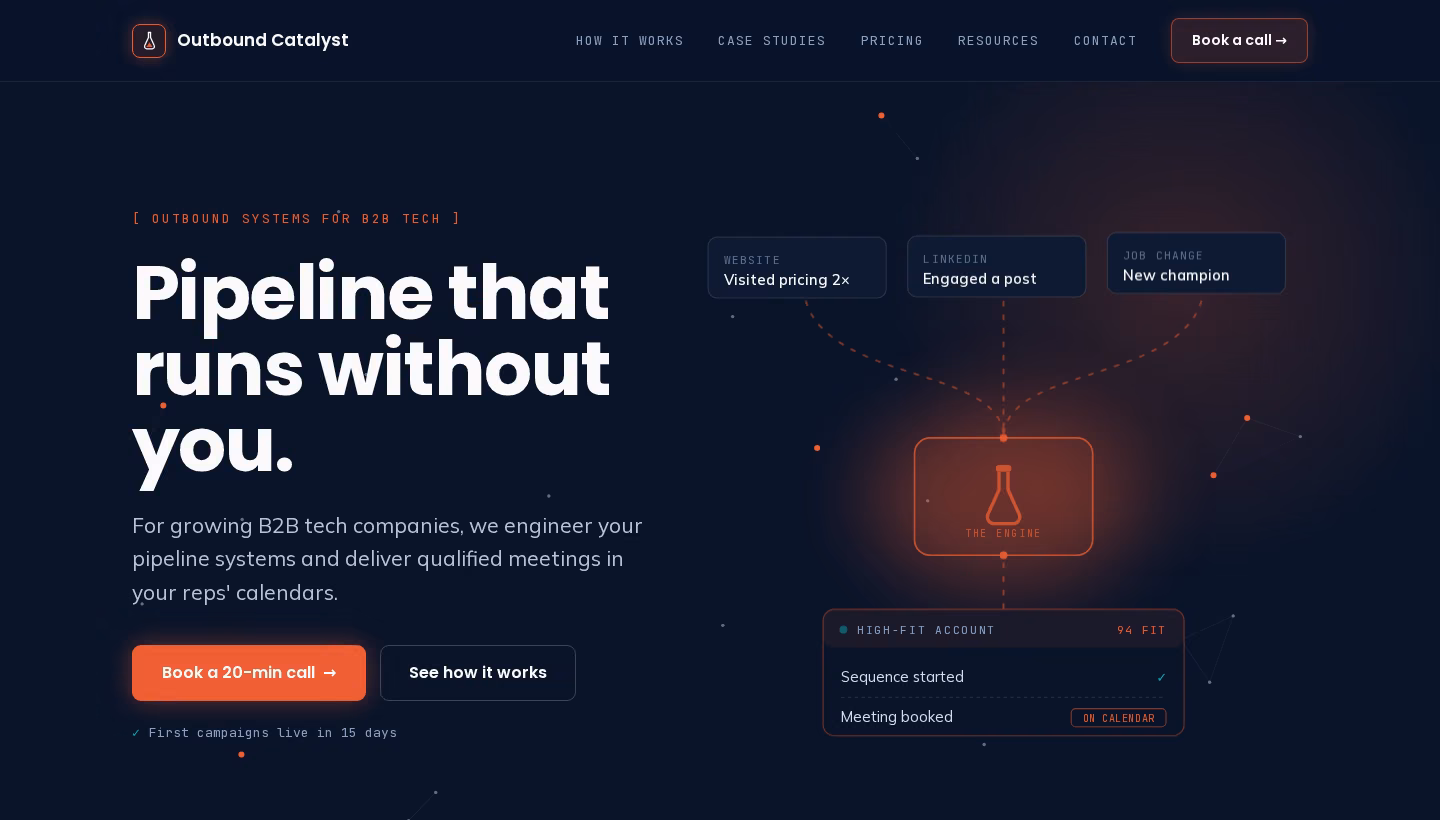 Outbound Catalyst homepage screenshot