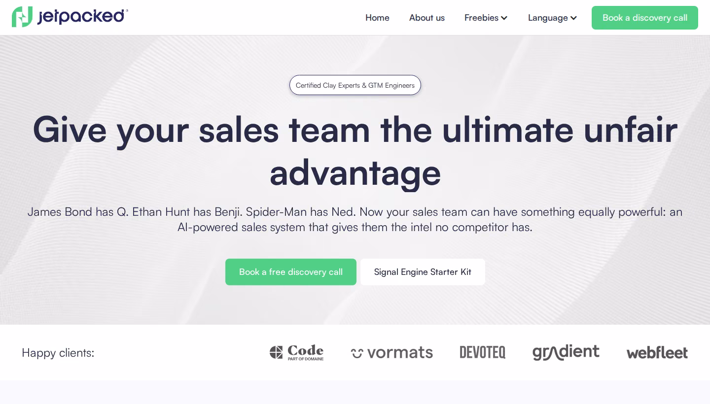 Jetpacked homepage screenshot