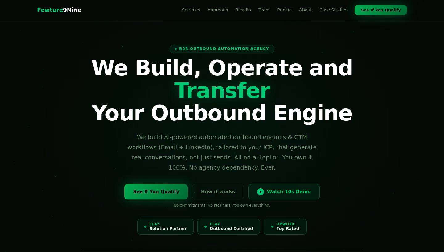 Fewture9Nine homepage screenshot
