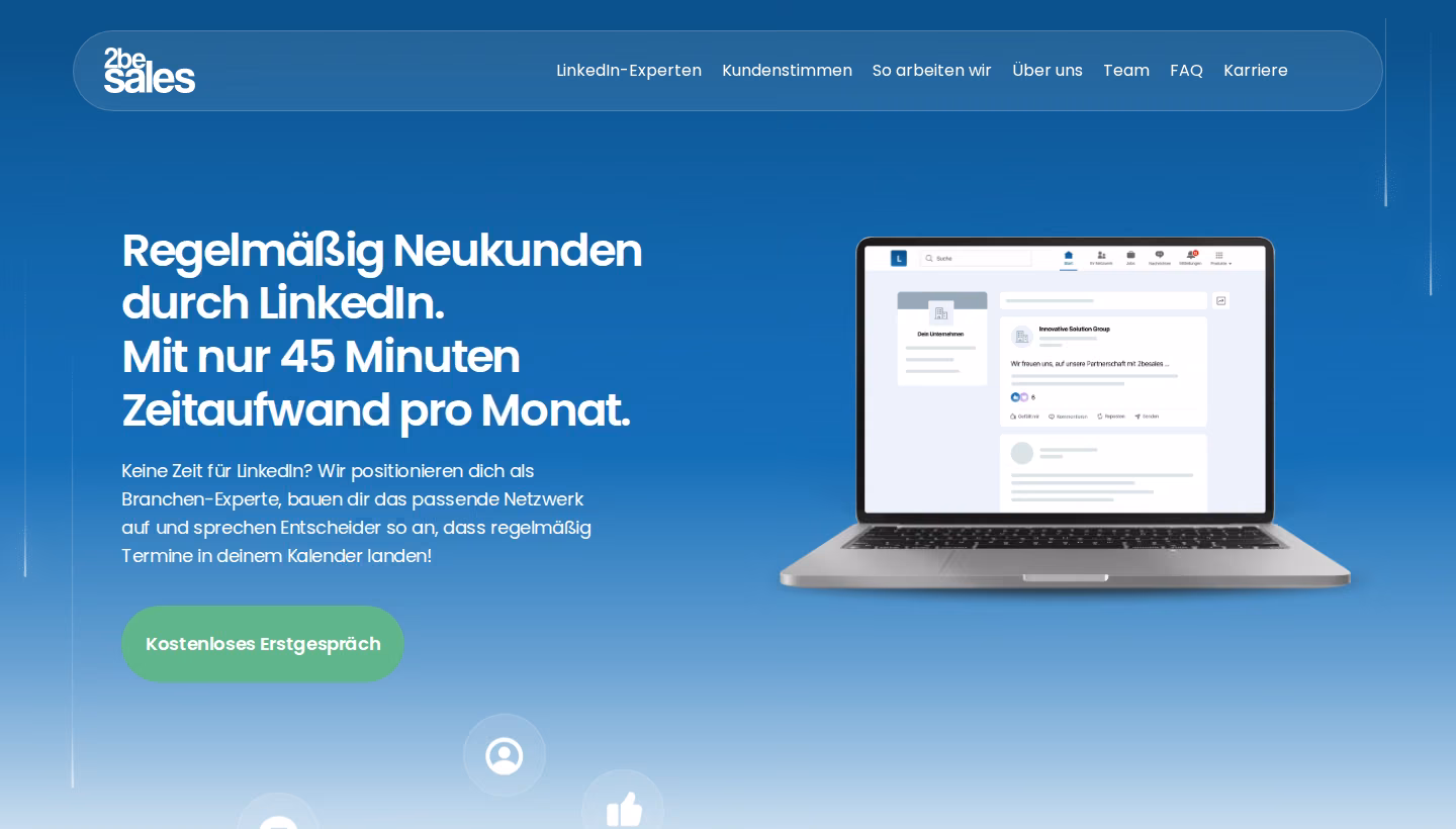 2besales homepage screenshot