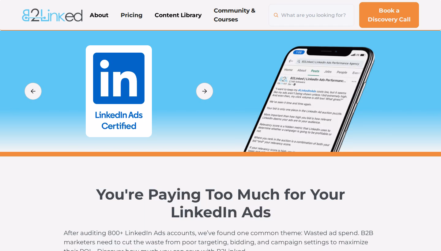 B2Linked homepage screenshot