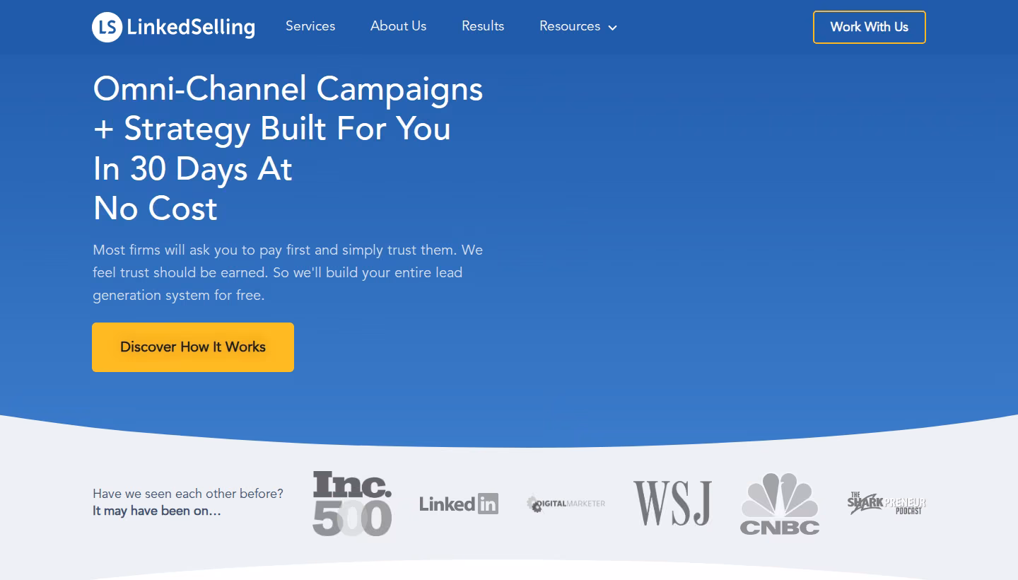 LinkedSelling homepage screenshot