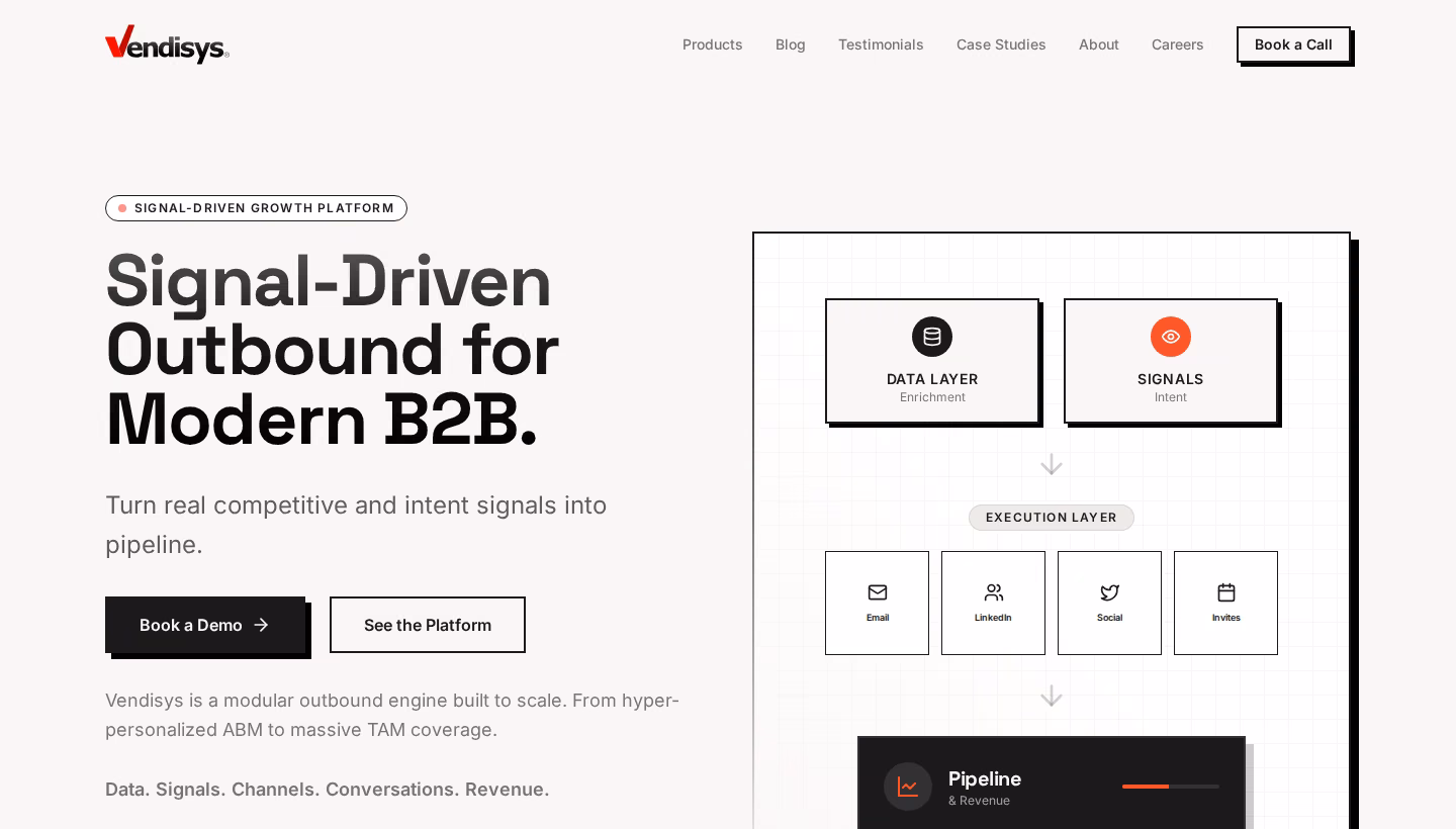Vendisys homepage screenshot