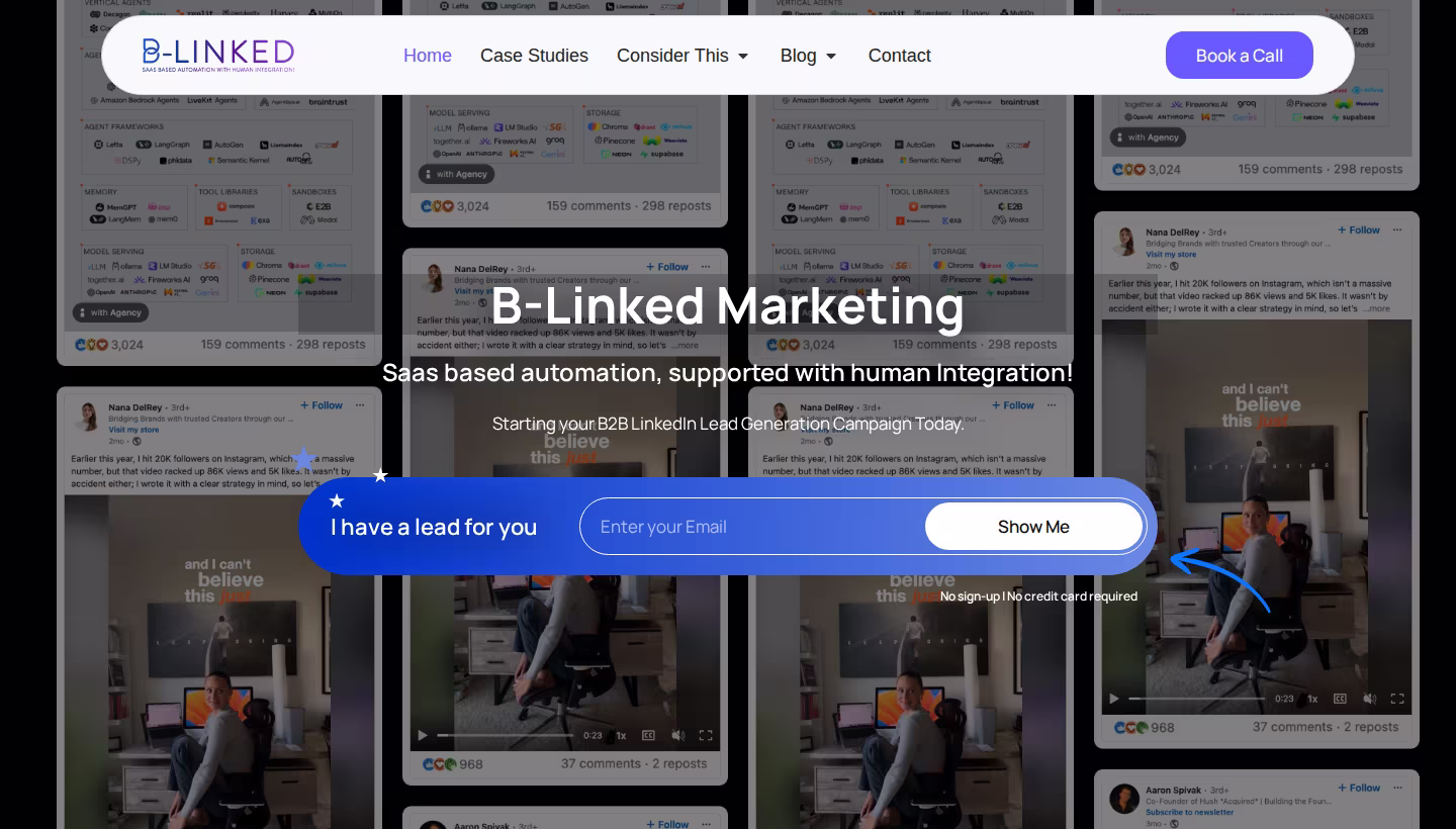 B-Linked homepage screenshot