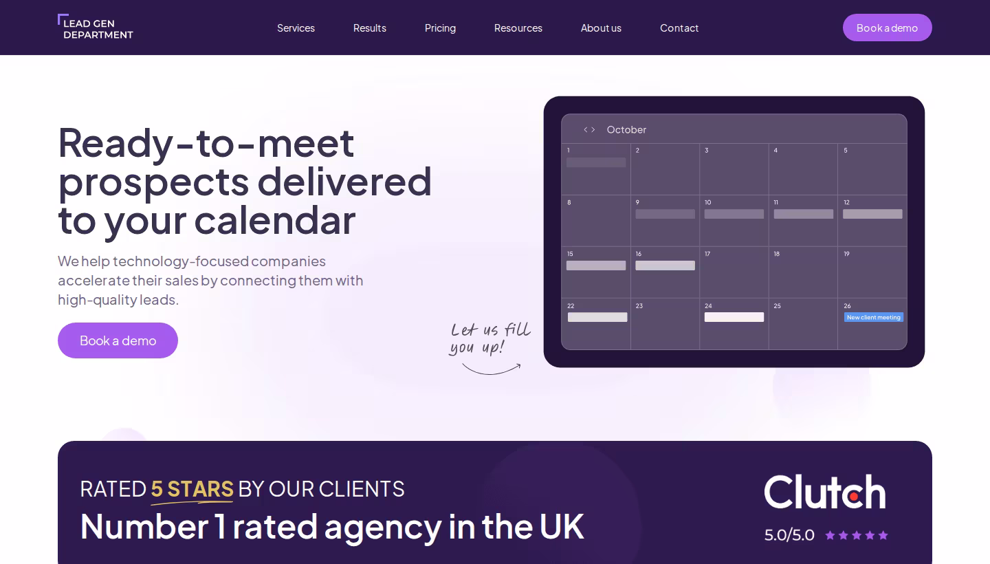Lead Gen Department homepage screenshot
