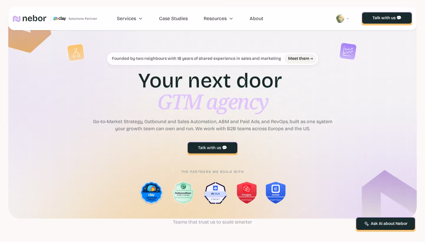 Nebor homepage screenshot
