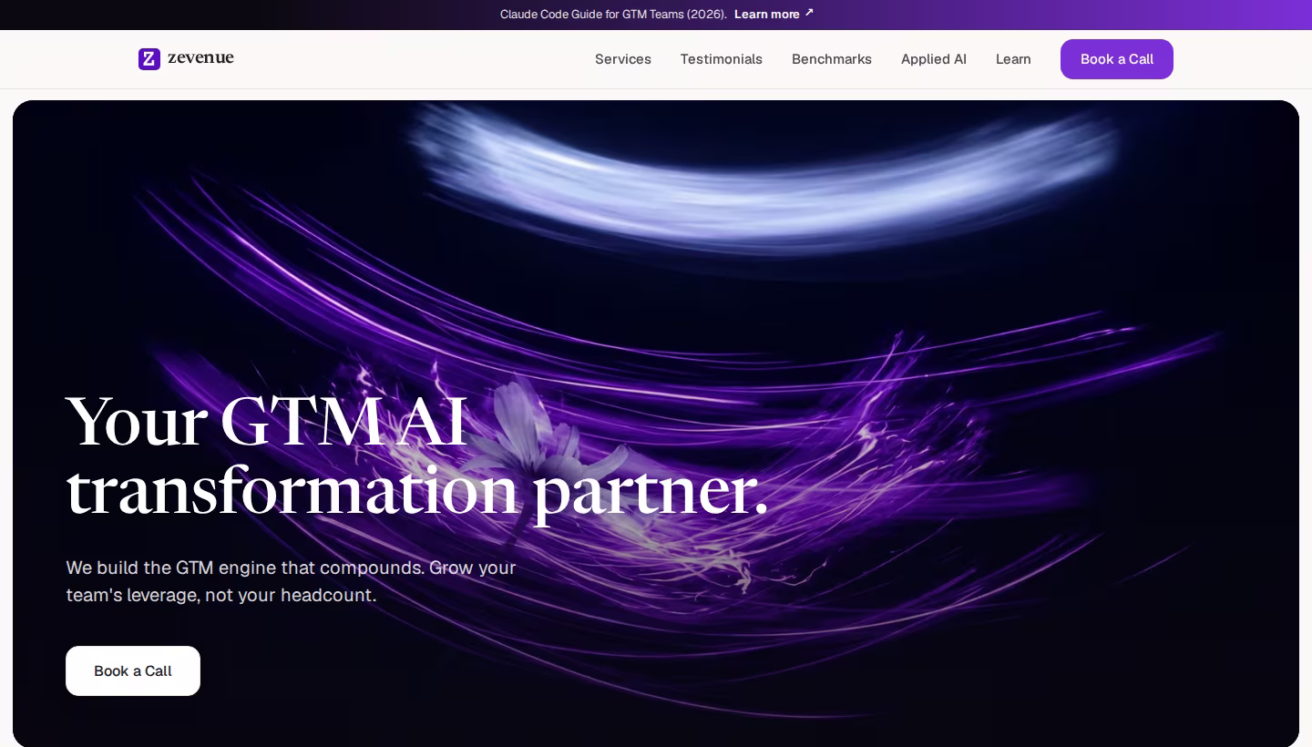 Zevenue homepage screenshot