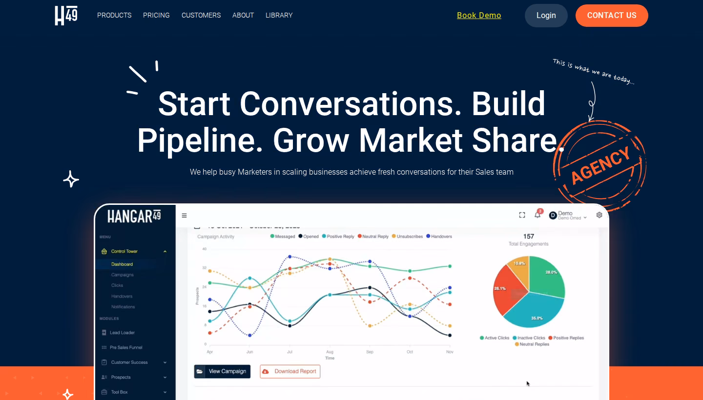 HANGAR49 homepage screenshot