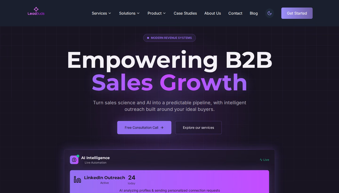 LeadBuds homepage screenshot